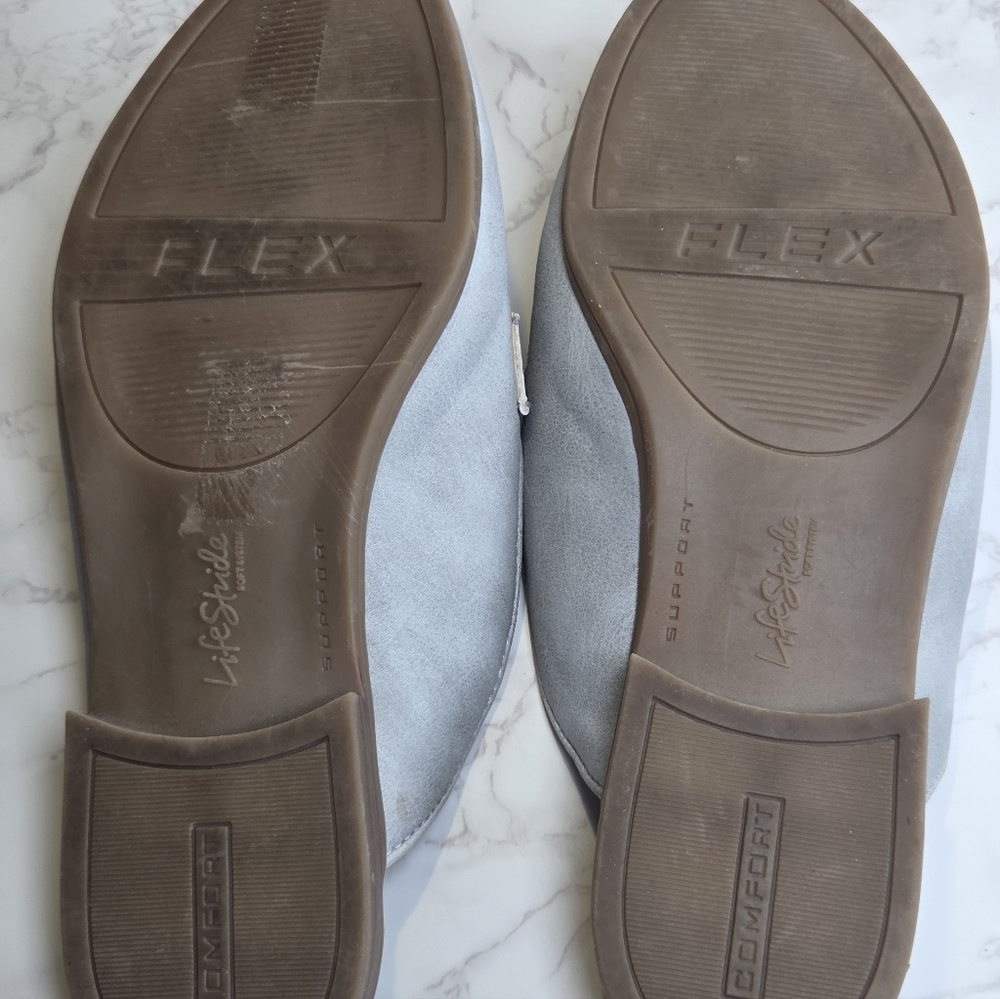 LifeStride Light Gray Slip-On Mule Loafers - Picture 3 of 7